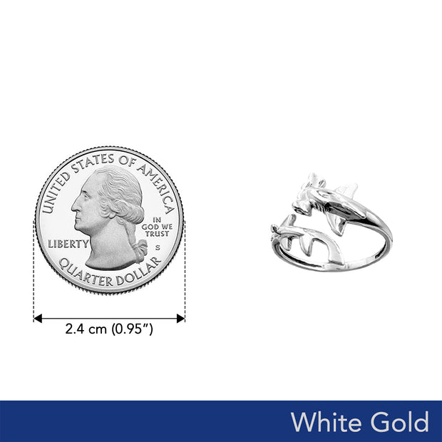Hammerhead Shark Solid White Gold Wrap Ring WRI2555