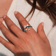Hammerhead Shark Solid White Gold Wrap Ring WRI2555