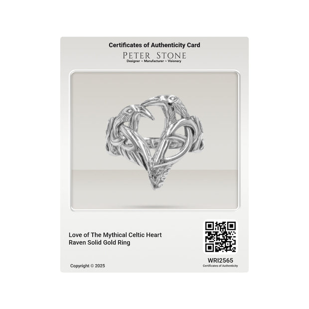 Love of The Mythical Celtic Heart Raven Solid Gold Ring GRI2565
