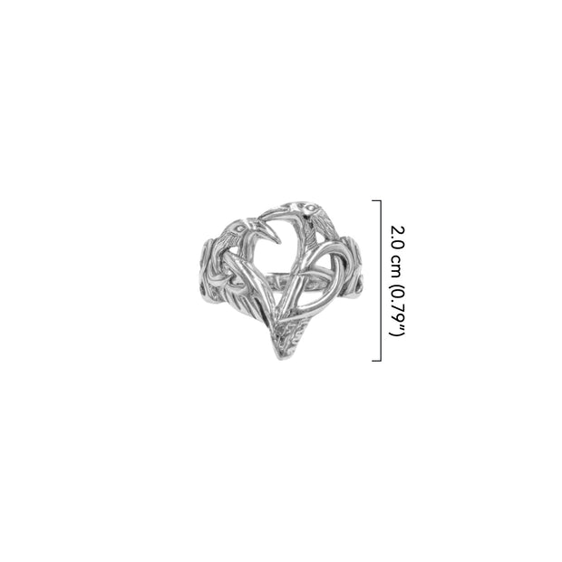 Love of The Mythical Celtic Heart Raven Solid Gold Ring GRI2565