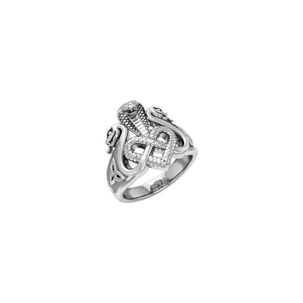 Triple Snake with Celtic Heart Solid Gold Ring GRI2567