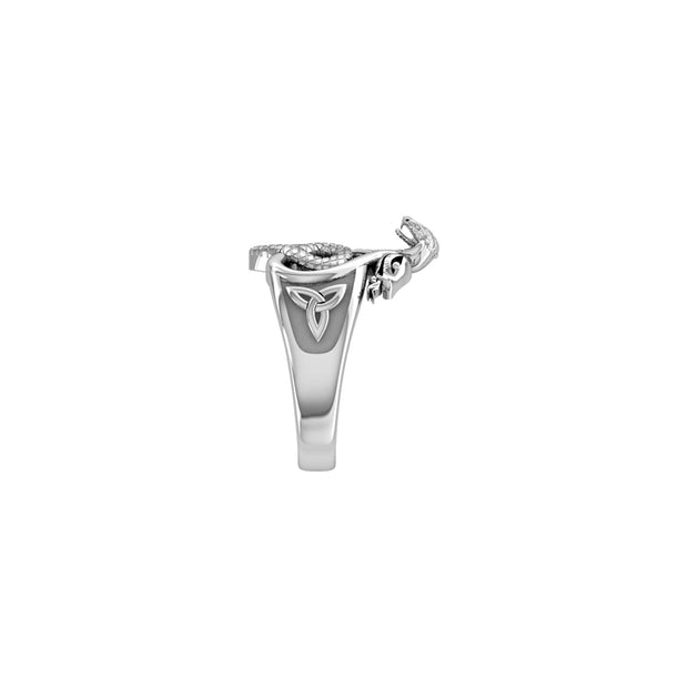 Triple Snake with Celtic Heart Solid Gold Ring GRI2567