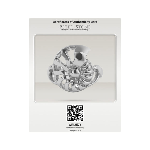 DiveSilver Nautilus and Wave Solid Gold Ring GRI2576