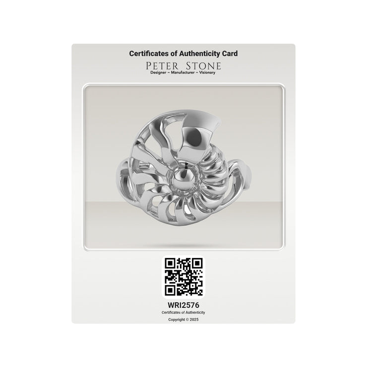DiveSilver Nautilus and Wave Solid Gold Ring GRI2576