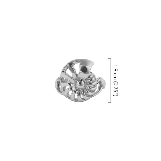 DiveSilver Nautilus and Wave Solid Gold Ring GRI2576