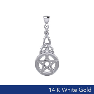 14K White Gold Pentagram Pentacle Pendant WTP1359