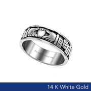 Irish Claddagh 14K White Gold Spinner Ring WTR1681