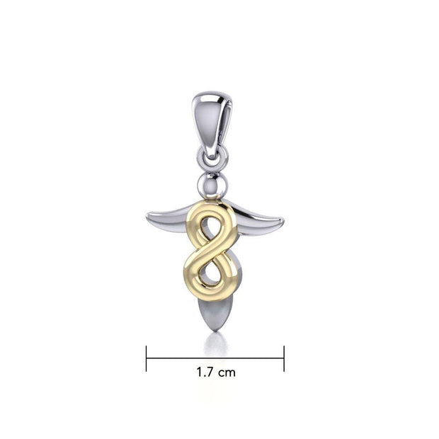 Limitless guidance ~ Infinity Angel Sterling Silver with 14K Gold Accent Pendant MPD3868