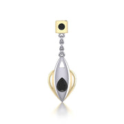 Black Magic Contemporary Silver & Gold Pendant MPD842 - Wholesale Jewelry