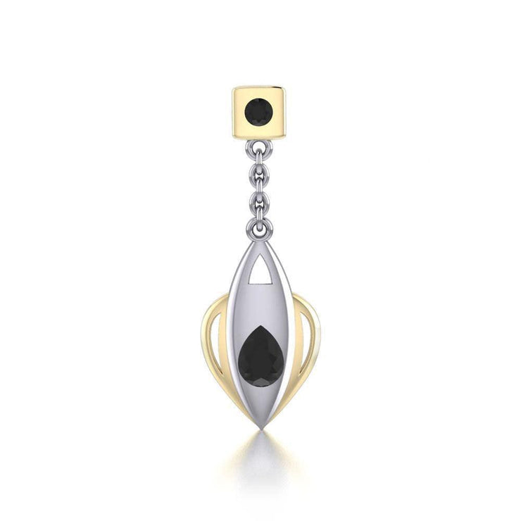 Black Magic Contemporary Silver & Gold Pendant MPD842 - Wholesale Jewelry