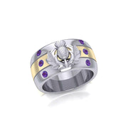 Strong and Beautiful ~ Scottish Thistle Ring with 18k Gold Accent MRI356 - Wholesale Jewelry