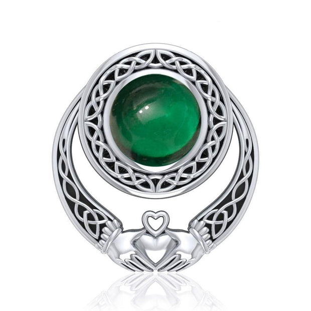 A unique love of eternity and grace ~ Celtic Knotwork Claddagh Sterling Silver Pendant Jewelry with Gemstone TPD220 - Wholesale Jewelry