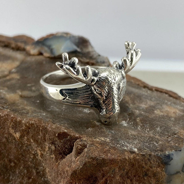 Reindeer Head Silver Ring TR1431