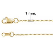 14K Yellow Gold Chain 1 mm Solid Cable Chain with Lobster Clasp