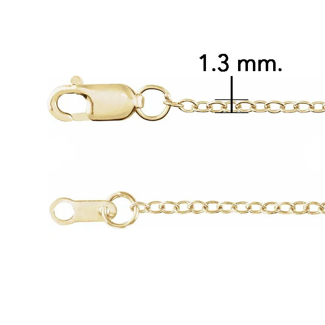 14K Yellow Gold 1.3 mm Cable Chain with Lobster Clasp GCH092