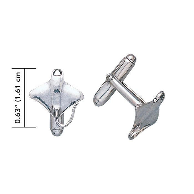 Manta Ray Sterling Silver Cuff Link CL007