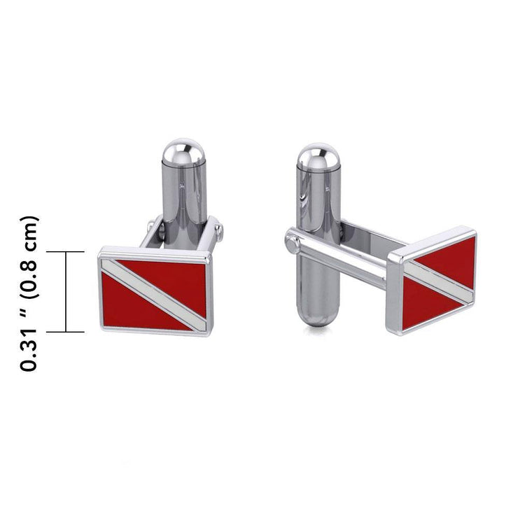 Dive further to your dreams ~ Sterling Silver DiveFlag Cuff links CL041 Cufflinks