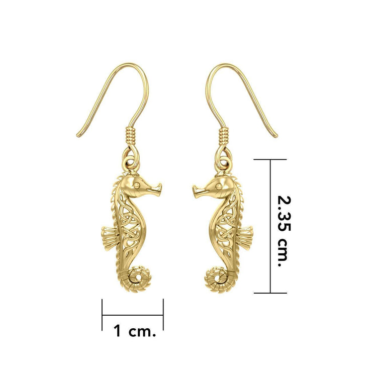 Celtic Knots Seahorse Solid Gold Earrings GER033