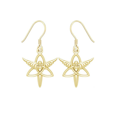 Angel Trinity Knot Sterling Solid Gold Earrings GER1074