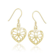 Flower Heart Solid Gold Earrings GER1127