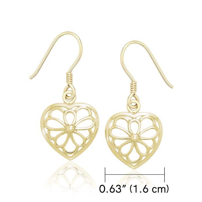 Flower Heart Solid Gold Earrings GER1127