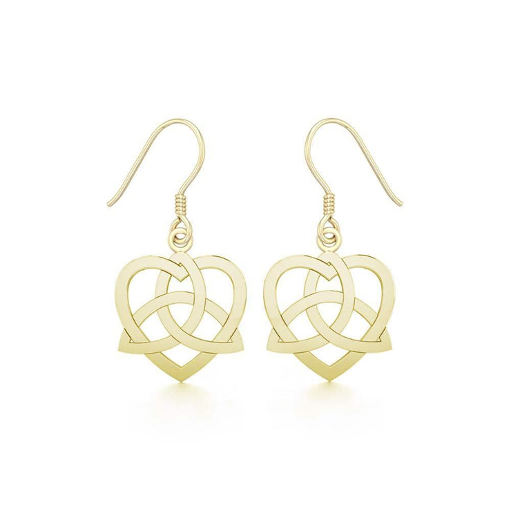 Heart with Trinity Knot Solid Gold Earrings GER1141