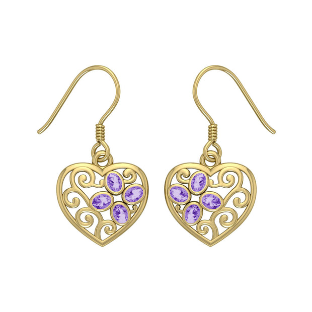 Flower in Heart Shape Solid Gold Earrings GER1238