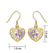 Flower in Heart Shape Solid Gold Earrings GER1238