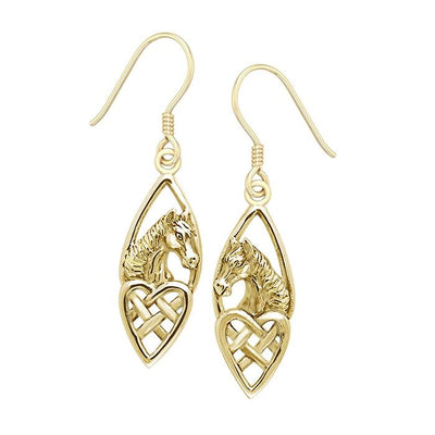 Horse Over Hearts Solid Gold Earrings GER124
