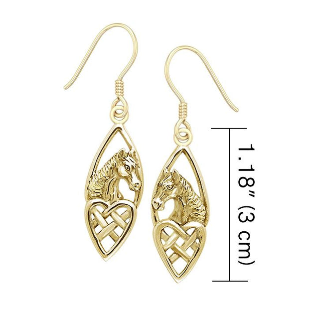 Horse Over Hearts Solid Gold Earrings GER124