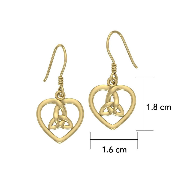 Celtic Heart Trinity Knot Solid Gold Earrings GER1292