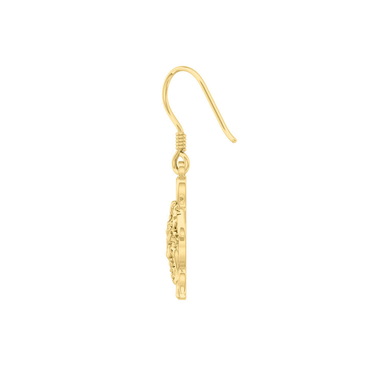 Sea Turtle Filigree Hook Earrings in 14k Gold GER1706