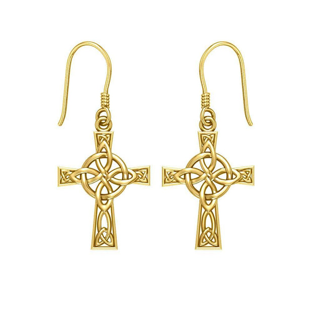 The Celtic Four Point Knot Cross Solid Gold Earrings GER1958