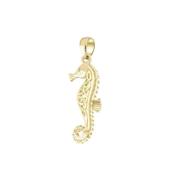 Celtic Knots Gold Seahorse Solid Gold Pendant GPD055