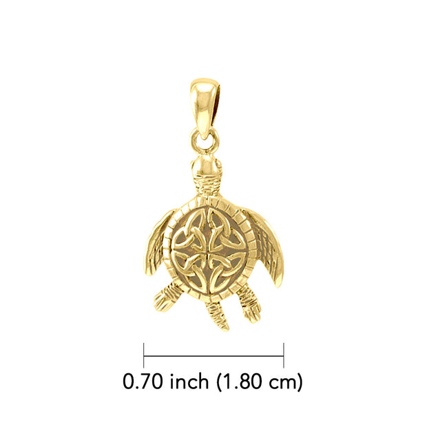 Celtic Sea Turtle 14K Yellow Gold Pendant GPD082