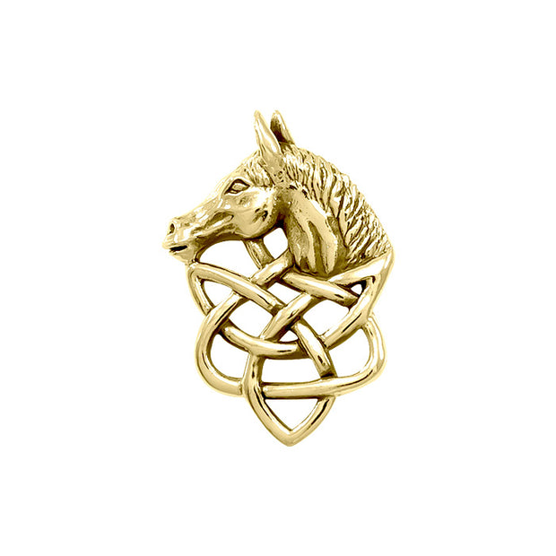 Embrace the Elegance of Equine Majesty: Horsehead Knotwork Solid Gold Pendant - GPD360 | Symbolize Your Passion for Horses