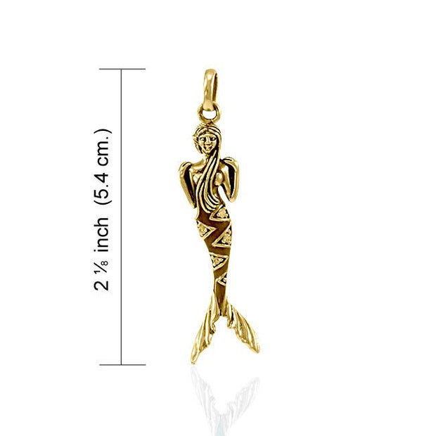 Mermaid Sterling Solid Gold Pendant with Gemstone Tail GPD3625