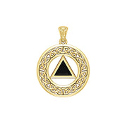 AA Recovery with Celtic Boarder 14K Yellow Gold Pendant GPD3938