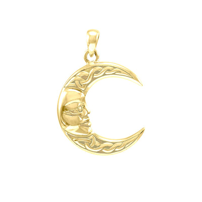 Celtic Moon God 14K Yellow Gold Pendant GPD4327