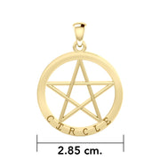 Circle Pentagram Solid Gold Pendant GPD4509