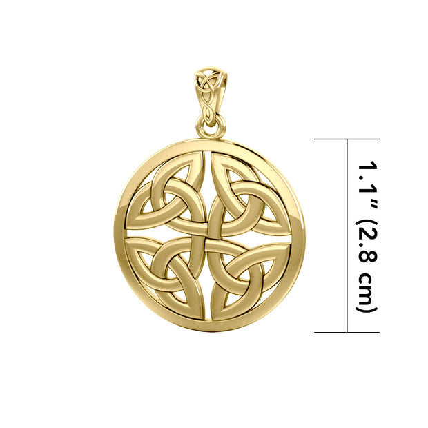 Celtic Trinity Quaternary Knot Solid Gold Pendant GPD4637