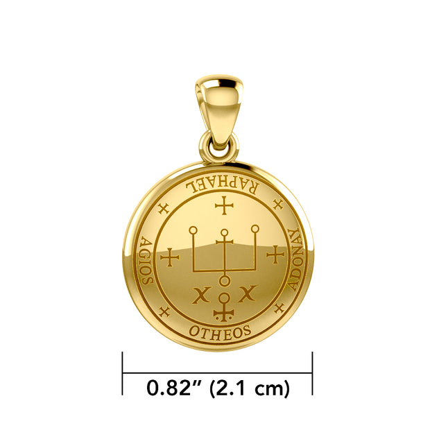 Sigil of the Archangel Raphael Small Solid Gold Pendant GPD4784