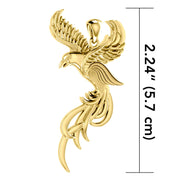 Soar to the Heavens Flying Phoenix Solid 14K Gold Pendant GPD5072