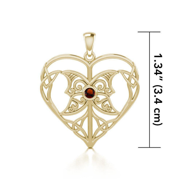 Celtic Triple Goddess Love Peace Solid Gold Pendant with Gemstone GPD5105