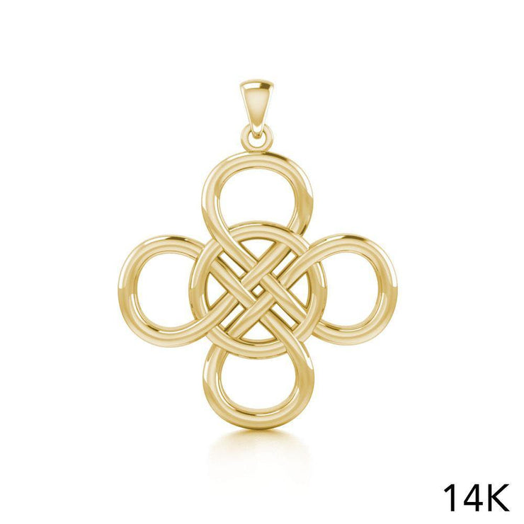 Celtic Four Point Infinity Knot Solid Gold Pendant GPD5131