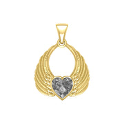 Gemstone Heart Angel Wings Yellow Gold Pendant GPD5169