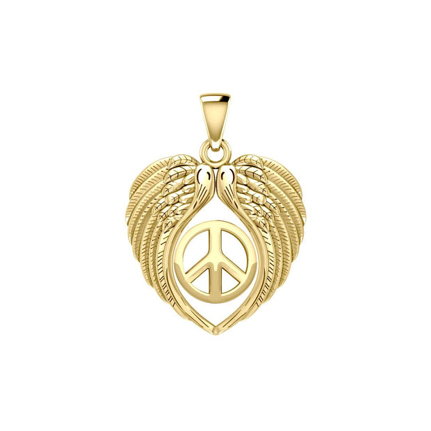 Feel the Tranquil in Angels Wings Solid Gold Pendant with Peace GPD5455