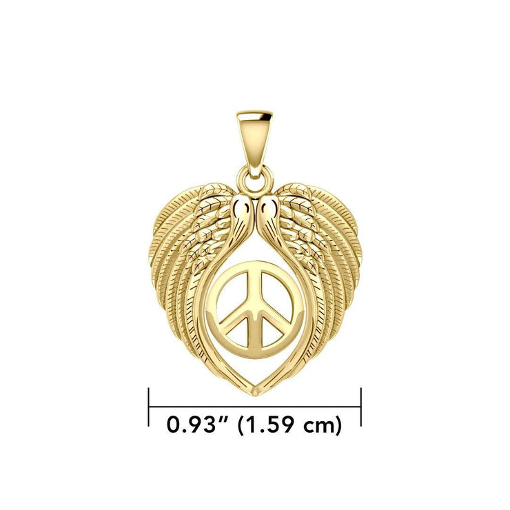 Feel the Tranquil in Angels Wings Solid Gold Pendant with Peace GPD5455