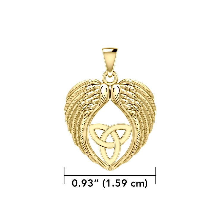 Feel the Tranquil in Angels Wings Solid Gold Pendant with Trinity Knot GPD5456