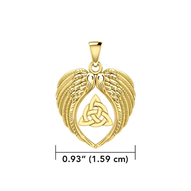 Feel the Tranquil in Angels Wings Solid Gold Pendant with Triquetra GPD5457